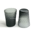 Embossed Tumbler Glass Cup Smoky Grey tumbler